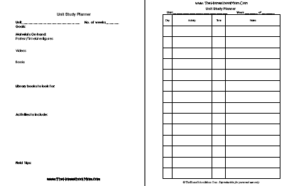 unit study planner